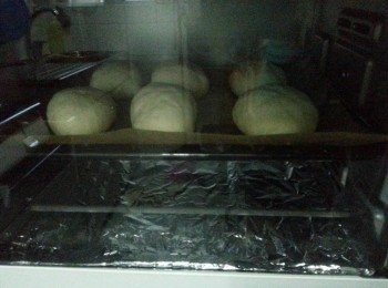 step5: 掃上蛋液,然後灑上芝士碎,作最後一次發酵