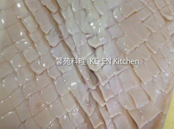 step1: 魷魚切交叉斜刀紋