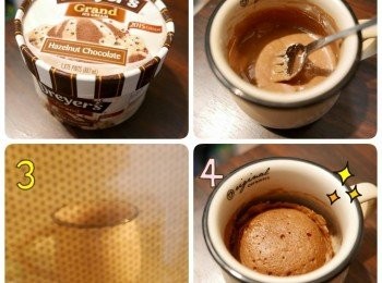 step1: 冰淇淋放到微波爐用高火加熱 20 - 30 秒至溶化