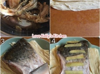 step1: 鯇魚洗乾淨，梅菜用水浸20分鐘之後冲洗乾淨(因為有好多沙石仔)，然後切粒；鮮腐竹切件備用；