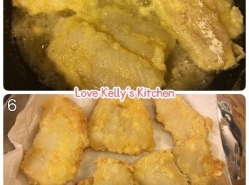 step2: 開炸魚柳蛋醬(先撥蛋，然後加豆粉醬撈均佢，記住醬要開得'傑'd，先可以痴住d魚來炸)
