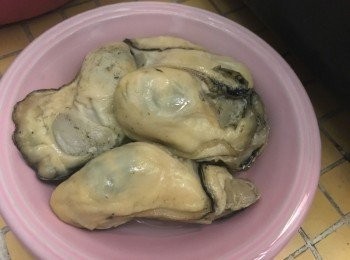 step1: 大大粒金蠔很肥美 金蠔存放於冰格內，吃時取出解凍，(或早上放入下格雪櫃) 金蠔全隻軟身代表已完成解凍, 解凍後簡單沖水洗淨