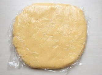 step8: 將完成的麵糰整成扁平狀,用保鮮膜包好,放冰箱冷藏鬆弛約30分鐘。