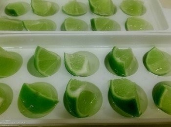 step2: 把檸檬切小塊放入製冰盒後加滿水
 再放入冷凍庫