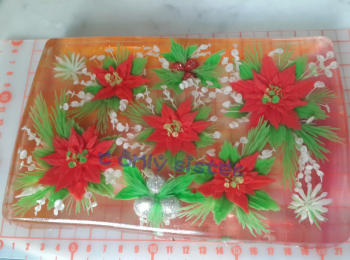 step2: 花花部份：
將魚膠粉同糖搞勻。。。再加椰漿搞拌。。 坐溶。。。
將兩三湯匙椰漿。。加一至兩滴食用色素（深淺自己衡量加多
減小）..搞勻。。就可以做花。。。詳細做
法..→https://www.youtube.com/watch?v=2G-wxJIbXhI&t=64s
