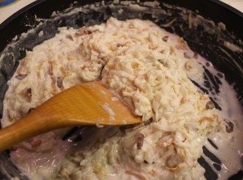 step9: 直至蘿蔔絲同材料可以結成一舊