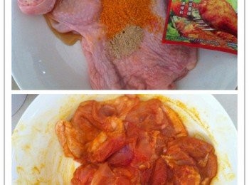 step1: 將雞全腿洗淨瀝乾水分，加入所有調味料醃製2小時