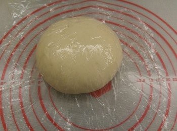 step2: 從麵包機攞出滾圓後, 鋪上保鮮紙靜止約10分鐘。