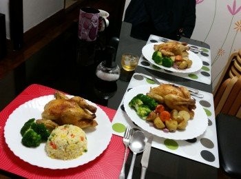 step8: 雞取出rest 8分鐘讓雞鎖好肉汁才進食