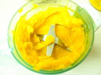 step4: 果肉用果汁機加入1:1(可適個人喜愛的濃綢度增減)的水打成泥狀