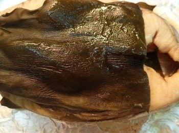 step2: 昆布冷水泡軟約10分鐘後鋪在魚肉上下方,烤箱烤約20分鐘