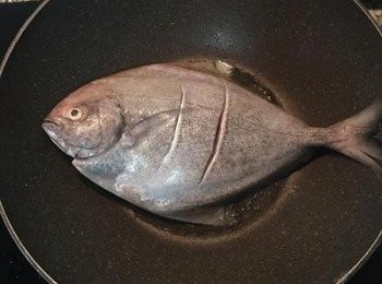 step3: 不沾鍋燒熱，放入適量的油，放入黑鯧魚，中火煎到上色香酥。