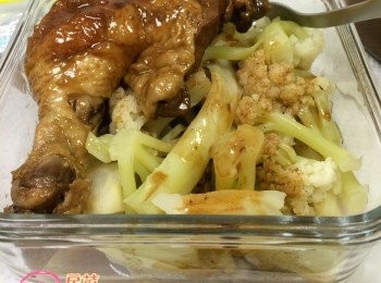 step4: 椰菜花浸洗乾淨, 蒸熟, 最後配咖哩雞一齊食