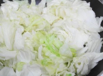 step2: 原鍋放入高麗菜拌炒一下~~加入所有調味料及剛炒好的櫻花蝦一起炒至喜愛口感即完成^^