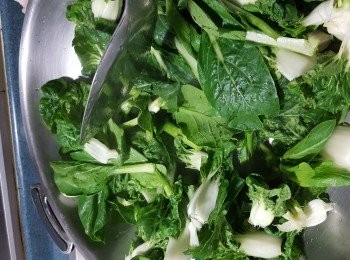 step11: 再加入其餘菜心及白菜仔略炒（不要炒太耐，目的只想菜有吸收少許油份就可以）