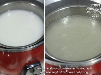 step7: 【<span class="group_1">水晶外皮</span>】放入電鍋中蒸，外鍋放一杯量米水(左圖)，開關跳起蒸好時取出放涼備用(右圖)。