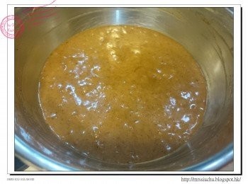 step6: 翌日把蛋糕液從雪櫃拿出, 放30分鐘回溫。