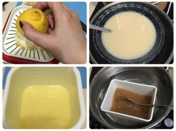 step2: 量好魚膠粉，加入清水(室溫)拌勻，隔熱水座溶
益力多加入檸檬汁及粟膠座熱水至粟膠融化容易推開