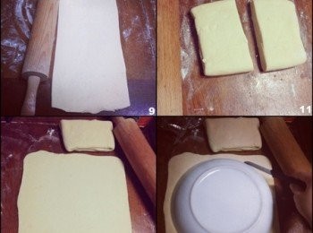 step9: 取出後，再重複5.到9.的動作整整兩次(這次麵團比較穩定了比較好桿長)，也就是「桿長長的長方形→折三等份→轉90度→桿長長的長方形→折三等份→放冰箱冰鎮30-60分鐘」←X２