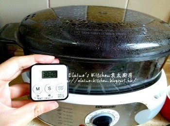 step8: 再入蒸鍋蒸10分鐘再焗30分鐘
