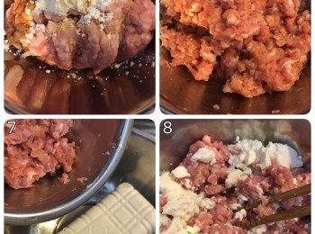 step3: 豆腐用叉壓爛，然後將豬肉和豆腐完全拌勻；