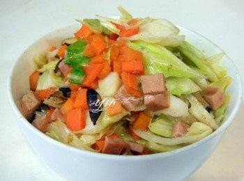 step5: 先盛起一半的菜量