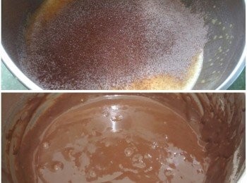 step2: 把低筋粉，泡打粉和可可粉混合拌勻再過篩分次加入蛋漿內拌勻，直至完全混合無粉粒。