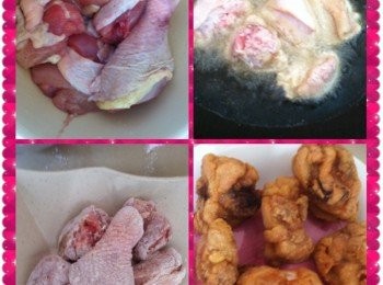 step1: 將洗淨剁好的雞腿加入所有醃料，醃製1小時。
醃製好的雞腿加入適量的鬆脆炸粉，靜待2分鐘。
取出鍋加入適量的炸油，雞塊下鍋油炸至金黃色鬆脆，盛起吸乾油分待用。