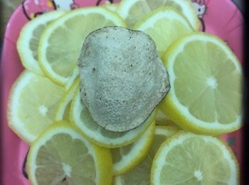 step1: 先將檸檬同鹽擦洗乾淨，去核切片。收陳皮浸軟，刮去白色的部分。