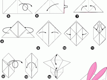 step1: 剪10張12x12cm的焗爐紙，摺成小兔子。