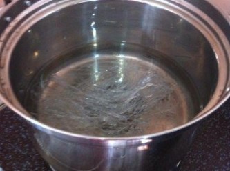 step2: 鍋裡加入食水煮滾，然後把燕菜絲洗淨加入，煮滾后以小火煮溶燕菜絲。【過程約10分鐘】