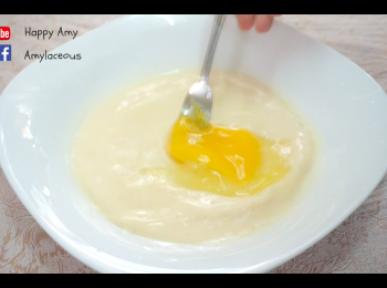 step2: 混合蛋、奶和糖，成為蛋液。