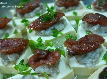 step4: 隔水蒸約15分鐘取上，撤上蔥花/芫茜碎。