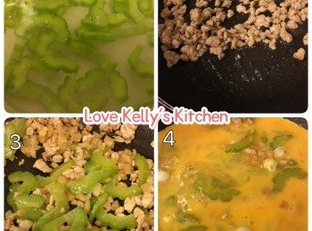 step1: 涼瓜去核切片烚一烚備用，菜脯切粒，肉碎用調味料醃15分鐘備用；