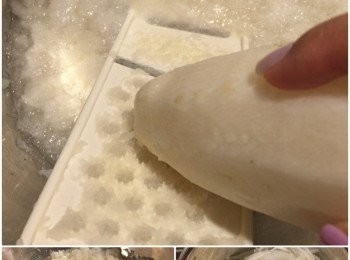 step2: 粘米粉和粟粉用(A)的水撈均至冇粒粒備用；