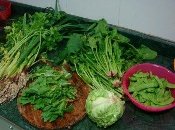step2: 接下來是準備各種材料，菜茶菜茶，當然不能少了菜了。各式各樣的青菜都可以，最主要是新鮮。