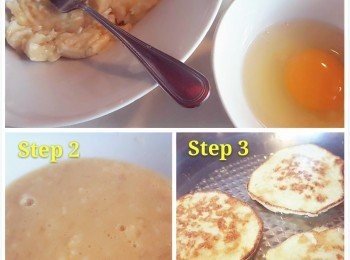 step1: 先將香蕉用叉壓成泥糊狀