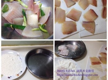step1: 鯛魚片切段備用 ( 較厚的部位斜切小塊＆ 較薄的部位直切 )
