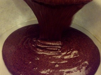 step10: 將步驟9的麵糊倒入鋪好烘焙紙的活動式烤模中，放進預熱過的烤箱以180度C烤約45分鐘