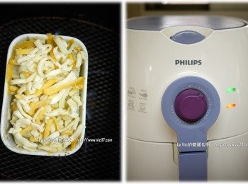 step4: 4 接著撒上起士絲後，再氣炸 180度3分鐘