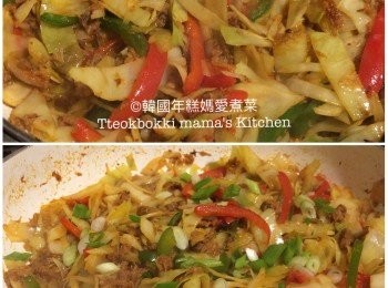 step5: 加入大約100ml水拌勻關蓋煮椰菜至軟身，