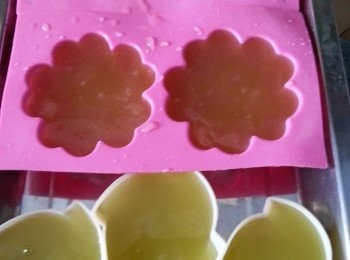 step5: 平均倒入模中,灘凍後放入雪櫃雪4小時以上