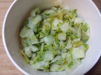 step4: 娃娃菜洗去所有鹽份，瀝乾，擠出所有菜水。