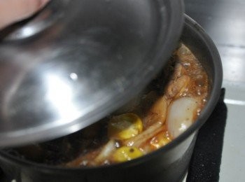 step13: 將所有<span class="group_1">食材</span>換至湯鍋中(陶鍋更加)轉小火蓋鍋慢慢燉煮約25-30分讓湯汁稍微收乾即可