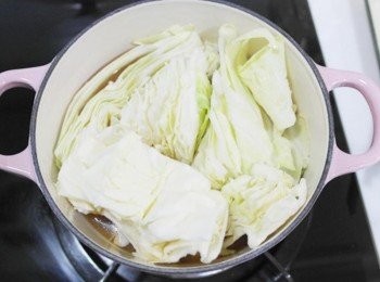 step2: 將湯包倒入鍋內放入高麗菜煮滾後加入其他材料煮熟即可^^
