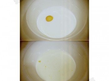 step1: 蛋.牛奶.糖和鹽放入盆中並用打蛋器以切東西的方式打勻!!