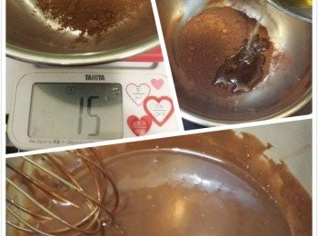 step3: 熱油倒入朱古力粉拌勻至滑身