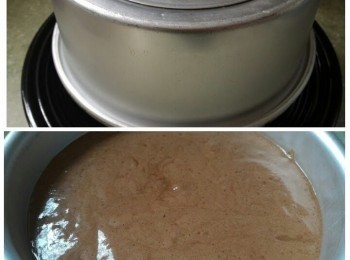 step4: 預熱焗爐至170℃焗約30分鐘。倒轉待涼後脫模。 然後切割出兩片每片約1.5cm的蛋糕片。
