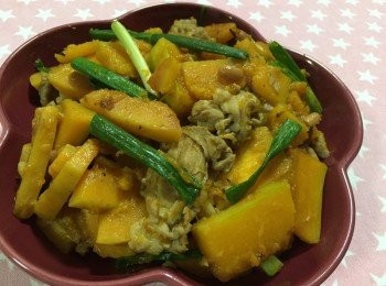 step4: 南瓜切薄片快熟透一點