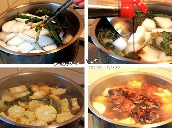 step2: 取一只湯鍋，裝進八分滿的水
將蘿蔔塊下鍋一起煮滾，放進玉米繼續煮
然後將炸出香氣的蔥段加入
並倒入少許的醬油 (作色用，所以不要太多)
煮至玉米和蘿蔔都呈八、九分熟之後
再放入炸排骨一起煮至<span class="group_1">食材</span>全熟即可。

完全不需再添加調味料
如此的湯頭油卻不膩
趁熱喝，用熱氣及熱量趕走關不掉的冷氣~